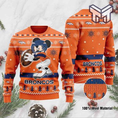 Denver Broncos Mickey Mouse Funny All Over Print Ugly Christmas Sweater