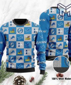 detroit-lions-logo-checkered-flannel-design-all-over-print-ugly-christmas-sweater