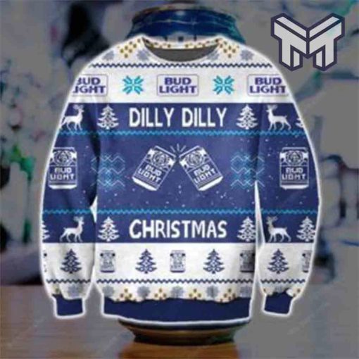dilly-dilly-bud-light-knitting-all-over-print-ugly-christmas-sweater