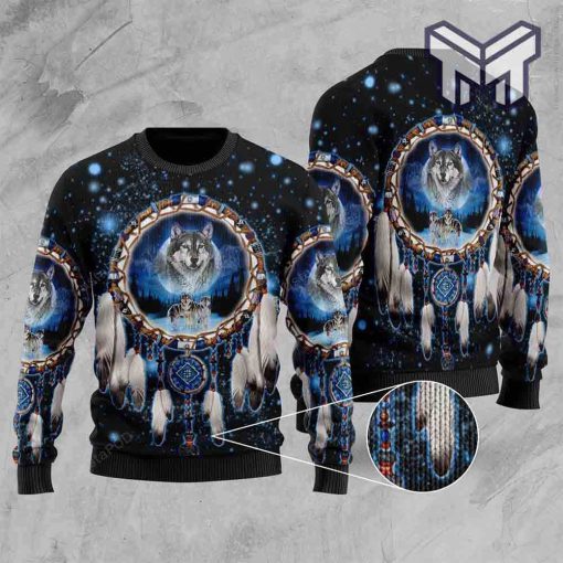 dreamcatcher-wolf-all-over-print-ugly-christmas-sweater