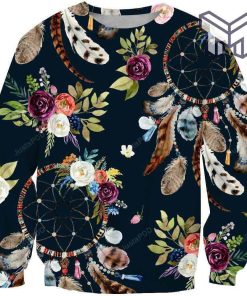 dreamcatchers-and-flowers-all-over-print-ugly-christmas-sweater