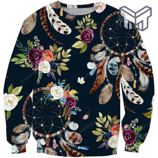 dreamcatchers-and-flowers-all-over-print-ugly-christmas-sweater
