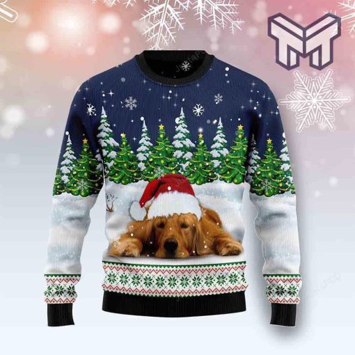 dreaming-golden-retriever-under-snow-all-over-print-ugly-christmas-sweater