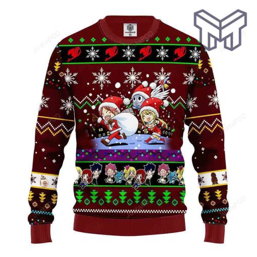 fairy-tail-anime-christmas-sweater-brown-all-over-print-ugly-christmas-sweater