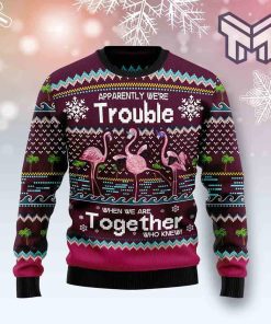 flamingo-trouble-together-all-over-print-ugly-christmas-sweater