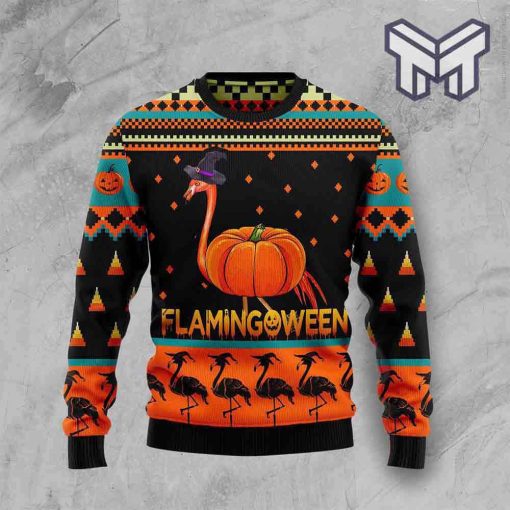 flamingoween-pumpkin-all-over-print-ugly-christmas-sweater