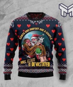 funny-santa-and-bigfoot-are-a-couple-navy-all-over-print-ugly-christmas-sweater