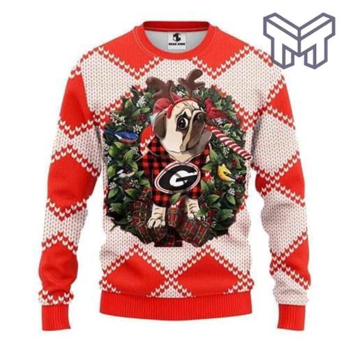 georgia-bulldogs-pug-dog-all-over-print-ugly-christmas-sweater