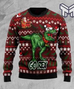 go-rex-santa-sleigh-dinasour-all-over-print-ugly-christmas-sweater