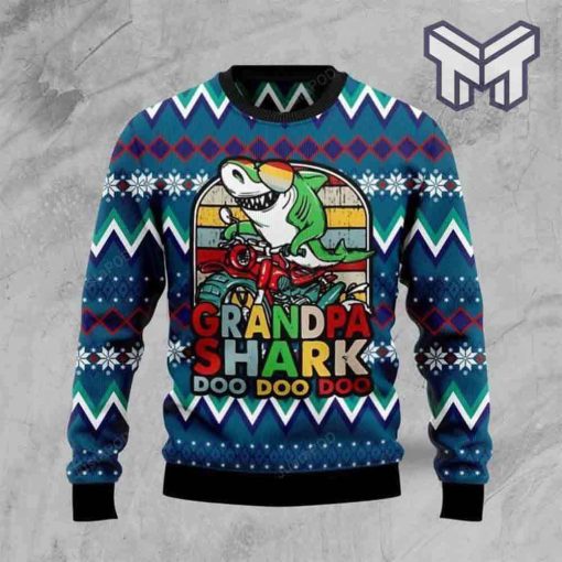 grandpa-shark-dododo-all-over-print-ugly-christmas-sweater