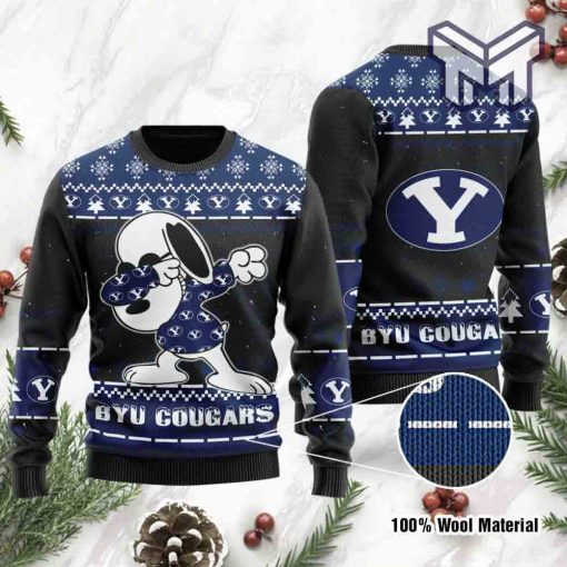 BYU Cougars Snoopy Dabbing All Over Print Ugly Christmas Sweater