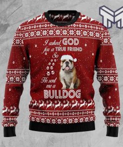 Bulldog True Friend Christmas All Over Print Ugly Christmas Sweater