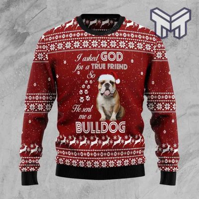 Bulldog True Friend Christmas All Over Print Ugly Christmas Sweater