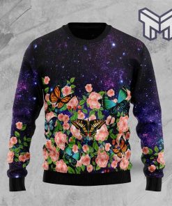 Butterfly Flowers All Over Print Ugly Christmas Sweater