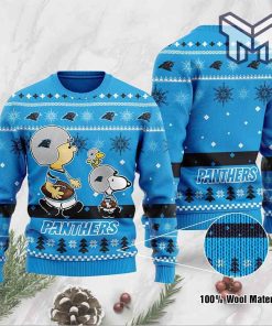 Carolina Panthers Funny Charlie Brown Peanuts Snoopy All Over Print Ugly Christmas Sweater