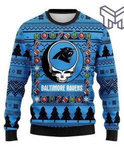 Carolina Panthers Grateful Dead All Over Print Ugly Christmas Sweater