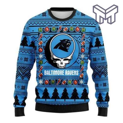 Carolina Panthers Grateful Dead All Over Print Ugly Christmas Sweater