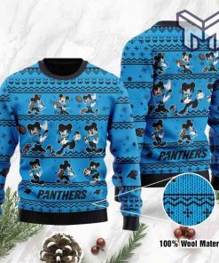 Carolina Panthers Mickey Mouse All Over Print Ugly Christmas Sweater