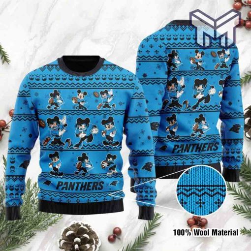 Carolina Panthers Mickey Mouse All Over Print Ugly Christmas Sweater