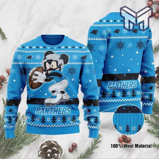 Carolina Panthers Mickey Mouse Funny All Over Print Ugly Christmas Sweater