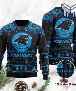 Carolina Panthers Santa Claus In The Moon All Over Print Ugly Christmas Sweater