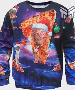 Cat And Pizza All Over Print Ugly Christmas Sweater