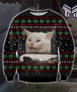 Cat Getting Yelled At Knitting All Over Print Ugly Christmas Sweater