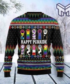 Cat LGBT Color All Over Print Thicken SweaterT1711 Christmas All Over Print Ugly Christmas Sweater