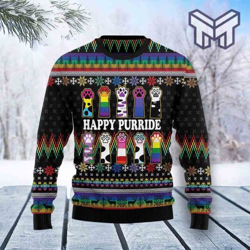 Cat LGBT Color All Over Print Thicken SweaterT1711 Christmas All Over Print Ugly Christmas Sweater