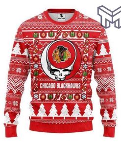 Chicago Blackhawks Grateful Dead For Unisex All Over Print Ugly Christmas Sweater