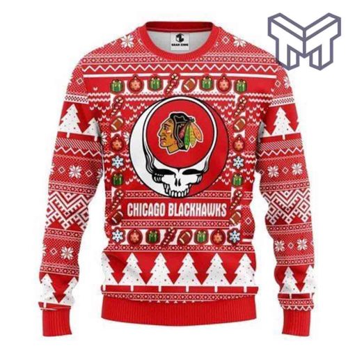 Chicago Blackhawks Grateful Dead For Unisex All Over Print Ugly Christmas Sweater