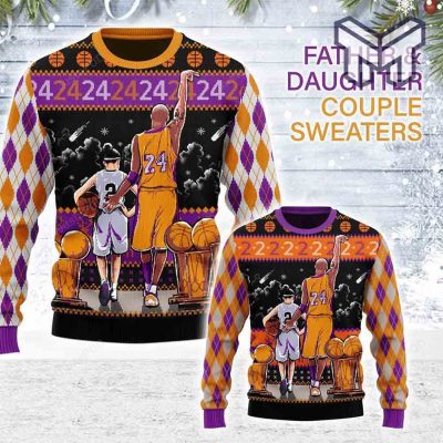 Christmas Kobe Bryant Father And Daughter Couple Sweaters 24 Gearhomies For Unisex Christmas All Over Print Ugly Christmas Sweater