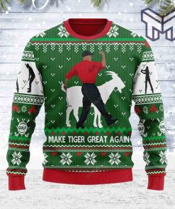 Christmas Snowflake Pattern Man Goat Make Tiger Great Again For Unisex Christmas All Over Print Ugly Christmas Sweater