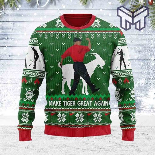 Christmas Snowflake Pattern Man Goat Make Tiger Great Again For Unisex Christmas All Over Print Ugly Christmas Sweater