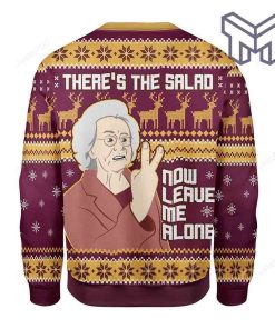 Christmas Snowflake Reindeer Pattern Theres The Salad Now, Leave Me Alone For Unisex Christmas All Over Print Ugly Christmas Sweater