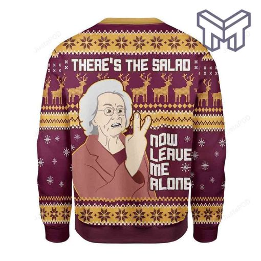 Christmas Snowflake Reindeer Pattern Theres The Salad Now, Leave Me Alone For Unisex Christmas All Over Print Ugly Christmas Sweater