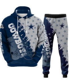 Dallas Cowboys Men's Hooded Tracksuit 2Pcs Jogging Sweatsuit Sports Suit Gift