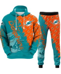 Miami Dolphins Men's Hooded Tracksuit 2Pcs Jogging Sweatsuit Sports Suit Gift