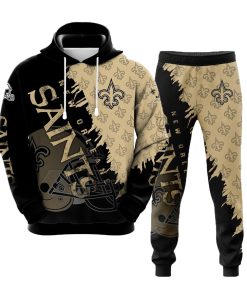 New Orleans Saints Men's Hooded Tracksuit 2Pcs Jogging Sweatsuit Sports Suit