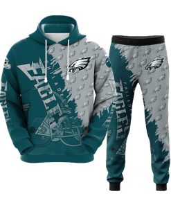 Philadelphia Eagles Men's Hooded Tracksuit 2Pcs Jogging Sweatsuit Sports Suit