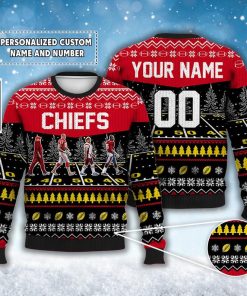 Custom Chiefs Walking Abbey Road Ugly Christmas Sweater Football