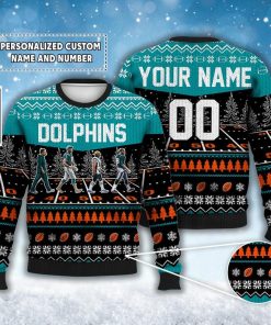 Custom Dolphins Walking Abbey Road Ugly Christmas Sweater Football