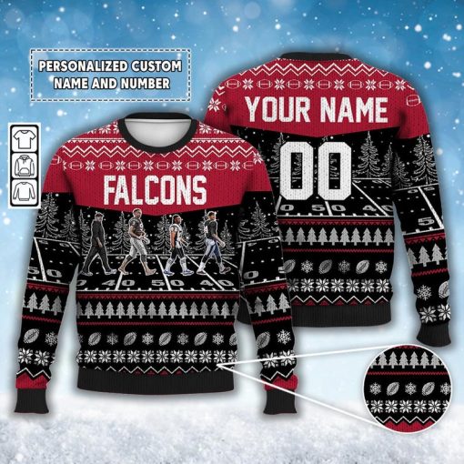 Custom Falcons Walking Abbey Road Ugly Christmas Sweater Football