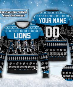 Custom Lions Walking Abbey Road Ugly Christmas Sweater