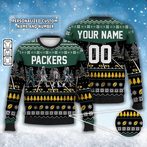 Custom Packers Walking Abbey Road Ugly Christmas Sweater Football