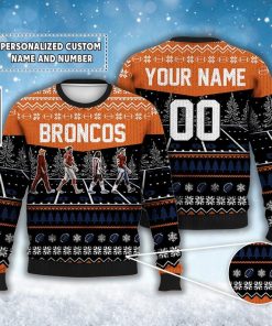 Custom Broncos Walking Abbey Road Ugly Christmas Sweater