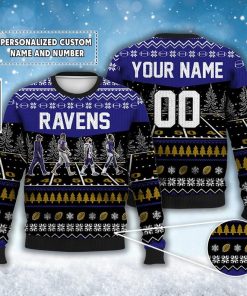 Custom Ravens Walking Abbey Road Ugly Christmas Sweater Football