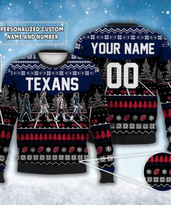 Custom Texans Walking Abbey Road Ugly Christmas Sweater Football