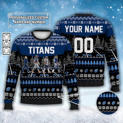 Custom Titans Walking Abbey Road Ugly Christmas Sweater Football