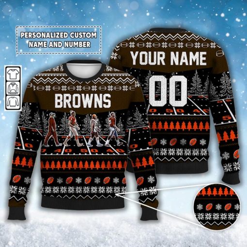 Custom Browns Walking Abbey Road Ugly Christmas Sweater